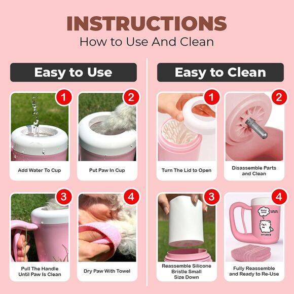 My GoGo Semi-Automatic Paw Cleaner for Small Dog Breeds- Pink - Picture 4 of 5